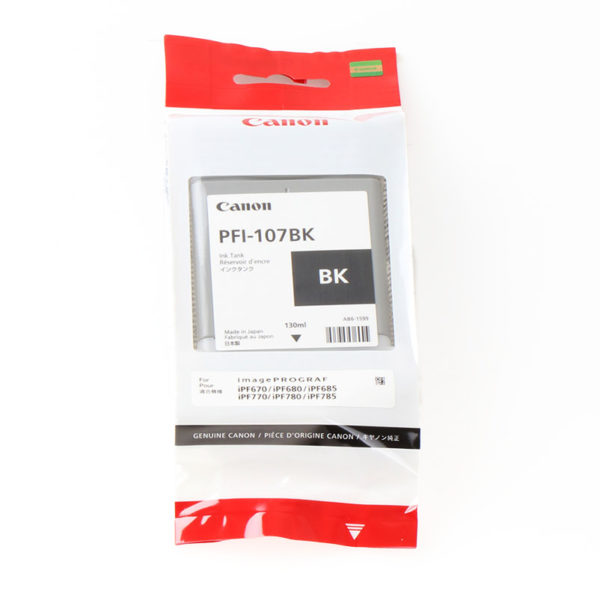 Canon PFI-107BK 130 ml - Bouteille d'encre Canon d'origine (6705B001AA)