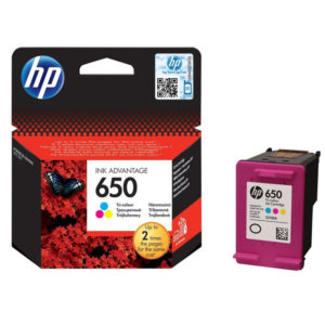 Cartouche d’encre HP 650 Trois Couleurs (CZ102AE) originale pour imprimantes HP DeskJet, ENVY et OfficeJet