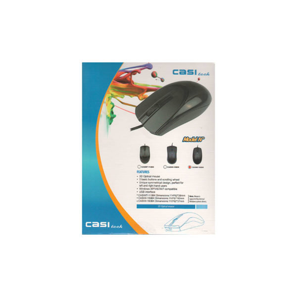 Souris USB, Optic ,800 DPI, Noir (CASIW160BK)