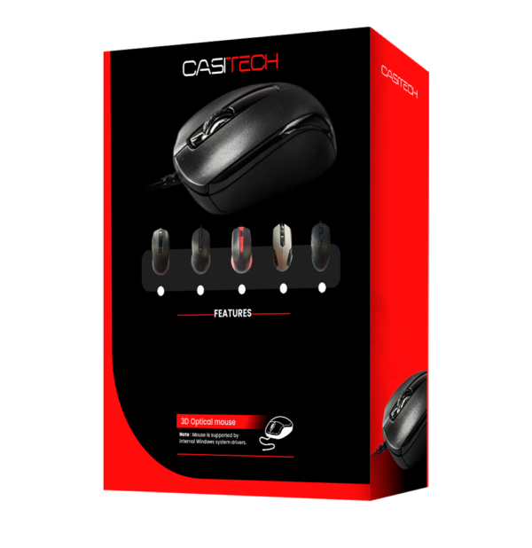 Souris USB, Optic ,800 DPI, Noir Casitech