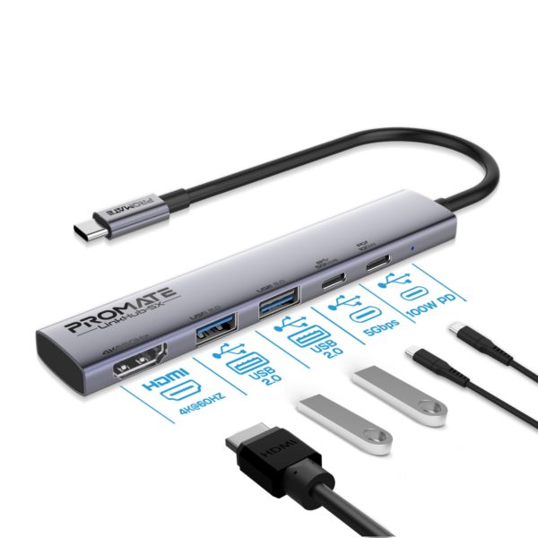 LinkHub-5X : Hub USB-C 4K-60Hz avec Puissance 100W et Fonctions Multiples – Image 2